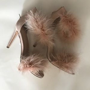 Pink fluffy straps heels from topshop